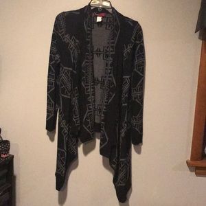 Black and Gray Tribal Print Cardigan